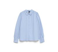 Hemdbluse VERO MODA "VMMILLIE LS SHIRT WVN GA", Damen, Gr. XS, brunnera blau stripes:snow weiß, Obermaterial: 80% Viskose, 20% Nylon, gestreift, regular fit normal, Rundhals, Blusen Hemdbluse, mit Str