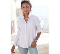 Hemdbluse VIVANCE, Damen, Gr. 44, creme, rose gestreift, Web, Obermaterial: 52% Viskose, 48% Polyester, gestreift, figurumspielend hüftlang, Rundhals, 1-Knopf-Manschette, Blusen Hemdbluse, mit Streife