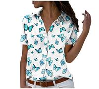 Hemdbluse Weiss Damen Langarm Frauen Blusen Lange Hemden Ärmel T-Shirts Tops Lose Beiläufige Bunte Hemdkragen Button-Down-Druck Splice WomenBluse Oktoberfest Bluse