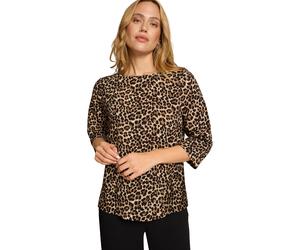 Hemdbluse ZERO "Damen mit Rundhalsausschnitt", Damen, Gr. 36, beigeschwarz, Web, Obermaterial: 100% Viskose. Füllung:, bedruckt, figurbetont normal, Rundhals, eng, Blusen Hemdbluse (20519049-36) beige