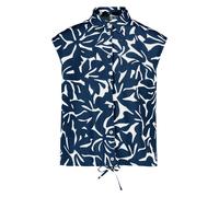 Hemdbluse ZERO "Damen mit Tunnelzug", Damen, Gr. 40, blau, cream, Obermaterial: 100% Viskose, figurbetont normal, Blusen Hemdbluse (83151106-40) blau, cream