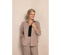 Hemdbluse ZHRILL "ZHTJURA", Damen, Gr. M, taupe, Web, Obermaterial: 100% Polyester, figurumspielend, 1-Knopf-Manschette, Blusen Hemdbluse, mit feiner Cordstruktur, lockerer, gerader Schnitt (61716360-