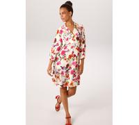 Hemdblusenkleid ANISTON CASUAL, Damen, Gr. 40, N-Gr, creme, fuchsia, orange, lila, grün, Web, Obermaterial: 100% Viskose, bedruckt, geblümt, oversize kniefrei, 1-Knopf-Manschette, Kleider, mit romanti