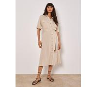 Hemdblusenkleid APRICOT "Leinen-Hemdblusenkleid", Damen, Gr. XS (34), N-Gr, weiß (stein), Obermaterial: 78% Viskose CV. 22% Leinen LI., unifarben, Kleider, mit Brusttaschen (11966221-34) stein