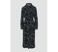 s.Oliver BLACK LABEL Hemdblusenkleid aus Jersey mit Bindegürtel und Herz-Print Navy 34