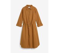 Midikleid BONPRIX "Hemdblusenkleid aus Leinen-Baumwoll-Mix", Damen, Gr. 38, N-Gr, cognac braun (länge: regulär), Obermaterial: 55% Leinen, 45% Baumwolle, A-Linie, Kleider Midikleid, für lässigen Look,