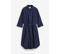 Midikleid BONPRIX "Hemdblusenkleid aus Leinen-Baumwoll-Mix", Damen, Gr. 54, N-Gr, dunkelblau (länge: regulär), Obermaterial: 55% Leinen, 45% Baumwolle, A-Linie, Kleider Midikleid, für lässigen Look, a