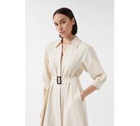 Hemdblusenkleid aus Leinenmix mit Bindegürtel | comma x Füsun Lindner beige 44
