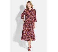Sommerkleid GOLDNER "Kurzgröße Leichtes Viskosekleid mit Knopfleiste", Damen, Gr. 20, K-Gr, rot (rot, gemustert), Obermaterial: 100% Viskose CV., Kleider Sommerkleid, Manschettenärmel (72546732-20) ro