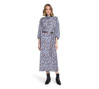 Hemdblusenkleid BETTY BARCLAY "Damen mit Bindegürtel", Damen, Gr. 44, Normalgrößen, blau, braun, Obermaterial: 100% Polyester, ausgestellt lang, Kleider (15846824-44) blau, braun