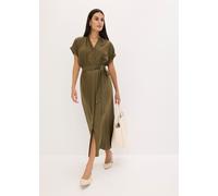 Hemdblusenkleid BONPRIX, Damen, Gr. 36, N-Gr, grün (dunkeloliv), Obermaterial: 100% Viskose, regular fit, Kleider, für stilvollen Auftritt, aus Viskose, ausgestellte Passform (83581550-36) dunkeloliv