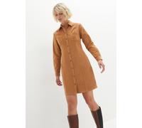Hemdblusenkleid BONPRIX, Damen, Gr. 38, N-Gr, braun (eiskaffee), Cord, Obermaterial: 98% Baumwolle, 2% Elasthan, unifarben, bequem kniefrei, Manschette, Kleider Hemdblusenkleid, für Alltag, aus Baumwo