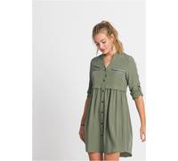 Hemdblusenkleid BONPRIX, Damen, Gr. 40, N-Gr, oliv, Web, Obermaterial: 70% Viskose, 30% Lyocell, bequem, Kleider Hemdblusenkleid, mit langem Arm und Riegel-Knopf-Element, mit kontrastfarbigem Einsatz