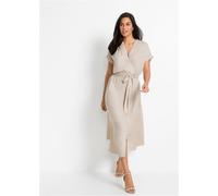 Hemdblusenkleid BONPRIX, Damen, Gr. 46, N-Gr, beige, Obermaterial: 100% Viskose, regular fit, Kleider, für stilvollen Auftritt, aus Viskose, ausgestellte Passform (93508823-46) beige