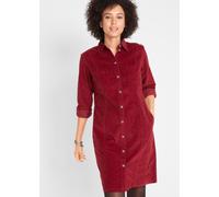 Hemdblusenkleid BONPRIX, Damen, Gr. 48, N-Gr, rot (kastanienrot), Cord, Obermaterial: 98% Baumwolle, 2% Elasthan, unifarben, bequem kniefrei, Manschette, Kleider, für Alltag, aus Baumwolle und Elastha