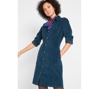 Hemdblusenkleid BONPRIX, Damen, Gr. 50, N-Gr, blau (dunkelblau), Cord, Obermaterial: 98% Baumwolle, 2% Elasthan, unifarben, bequem kniefrei, Manschette, Kleider Hemdblusenkleid, für Alltag, aus Baumwo