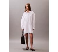 Hemdblusenkleid CALVIN KLEIN JEANS "Cotton Oversized Mini Shirtdress", Damen, Gr. M (40), N-Gr, weiß (brilliant weiß), Web, Obermaterial: 100% Baumwolle, unifarben, oversize ca. Mitte Oberschenkel, Ru