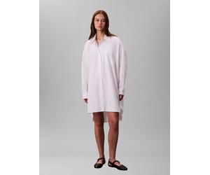 Hemdblusenkleid CALVIN KLEIN JEANS "Cotton Oversized Mini Shirtdress", Damen, Gr. M (40), N-Gr, weiß (brilliant weiß), Web, Obermaterial: 100% Baumwolle, unifarben, oversize ca. Mitte Oberschenkel, Ru