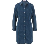 Hemdblusenkleid BONPRIX, Damen, Gr. 40, N-Gr, blau (dunkelblau), Cord, Obermaterial: 98% Baumwolle, 2% Elasthan, unifarben, bequem kniefrei, Manschette, Kleider Hemdblusenkleid, für Alltag, aus Baumwo