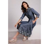 Hemdblusenkleid CREATION L PREMIUM "Lyocell-Kleid", Damen, Gr. 36, Normalgrößen, blau, stone, washed, 100% Lyocell, gemustert, unifarben, wadenlang, Kleider (82159706-36) blau, stone, washed