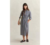 Hemdblusenkleid GANT "CLASSIC POPLIN STRIPE", Damen, Gr. 38, N-Gr, Langarm, Web, blau (classic blau), Web, Obermaterial: 100% Baumwolle, regular fit ca. Mitte Wade, Kleider, mit Streifen, Taillengürte