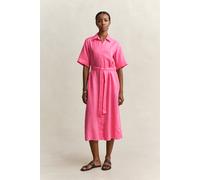Hemdblusenkleid GANT "LINEN", Damen, Gr. 44, N-Gr, bright fuschia, Web, Obermaterial: 100% Leinen, unifarben, regular fit wadenlang, Rundhals, eingesetzt gerader Abschluss, Kleider, Regular fit mit Bi