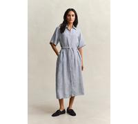 Hemdblusenkleid GANT "STRIPED LINEN", Damen, Gr. 36, N-Gr, blau (evening blau), Web, Obermaterial: 100% Leinen, gestreift, regular fit wadenlang, Rundhals, eingesetzt gerader Abschluss, Kleider, Regul