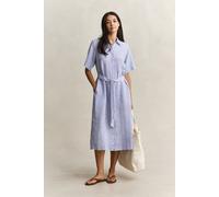 Hemdblusenkleid GANT "STRIPED LINEN", Damen, Gr. 40, N-Gr, blau (royal blau), Web, Obermaterial: 100% Leinen, gestreift, regular fit wadenlang, Rundhals, eingesetzt gerader Abschluss, Kleider, Regular