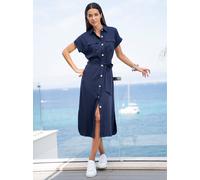 Hemdblusenkleid HEINE "Hemdblusenkleid", Damen, Gr. 40, Normalgrößen, blau (marine), 100% Lyocell, unifarben, lang, Kleider (92332764-40) marine