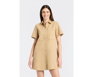 Hemdblusenkleid HUGO BLUE "Kandira", Damen, Gr. 38, N-Gr, open beige 280, Web, Obermaterial: 100% Baumwolle, unifarben, abgesteppte Kante, Kleider, in A-Linie (96271453-38) open beige 280