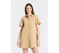 Hemdblusenkleid HUGO BLUE "Kandira", Damen, Gr. 42, N-Gr, open beige 280, Web, Obermaterial: 100% Baumwolle, unifarben, abgesteppte Kante, Kleider, in A-Linie (96271453-42) open beige 280