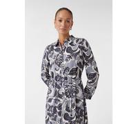 Hemdblusenkleid in Midi-Länge mit Bindegürtel weiß|blau|schwarz 44