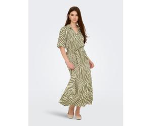 Hemdblusenkleid JDY "JDYSTARSEZEN LIFE 2/4 MIDIDRESS WVN NOOS", Damen, Gr. S, N-Gr, mermaid aop:02, 24, 05 tapioca zebra, Web, Obermaterial: 100% Viskose, bedruckt, regular fit Midi, V-Ausschnitt, Kle