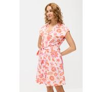 Hemdblusenkleid LASCANA, Damen, Gr. 46, N-Gr, pink (pink, orange), Web, Obermaterial: 58% Viskose, 28% Baumwolle, 14% Leinen, bedruckt, figurumspielend kurz, tiefer V-Ausschnitt, Kleider, aus Leinenmi