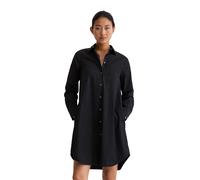 Hemdblusenkleid MARC O'POLO "aus Baumwoll-Stretch", Damen, Gr. 32, Normalgrößen, blau (deep night blau), Obermaterial: 98% Baumwolle, 2% Elasthan, unifarben, relaxed fit knielang, Manschette, Kleider