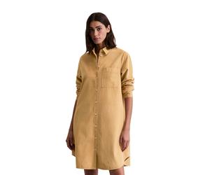 Hemdblusenkleid MARC O'POLO "aus Feincord", Damen, Gr. 36, Normalgrößen, beige (salted caramel), Obermaterial: 78% Baumwolle, 22% Lyocell, unifarben, relaxed fit knielang, Manschette, Kleider (2981883