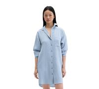 Hemdblusenkleid MARC O'POLO "aus LENZING™ ECOVERO™", Damen, Gr. 40, Normalgrößen, blau (medium blau), Obermaterial: 83% Viskose, 17% Polyamid, gestreift, regular fit kurz, Manschette, Kleider (7700404