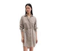 Hemdblusenkleid MARC O'POLO "aus LENZING™ ECOVERO™", Damen, Gr. 42, Normalgrößen, Langarm, beige (medium braun), Obermaterial: 83% Viskose, 17% Polyamid, gestreift, regular fit kurz, Manschette, Kleid