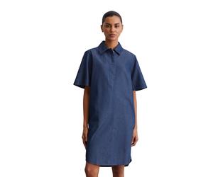 Hemdblusenkleid MARC O'POLO "aus Organic-Cotton-Lyocell-Mix", Damen, Gr. 38, Normalgrößen, blau (medium blau), Obermaterial: 82% Baumwolle, 18% Lyocell, unifarben, kurz, Kleider (72697452-38) medium b