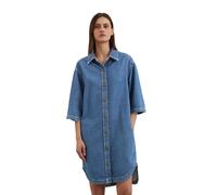 Hemdblusenkleid MARC O'POLO "aus Organic Cotton Lyocell-Mix", Damen, Gr. S, Normalgrößen, blau (m025), Obermaterial: 64% Baumwolle, 36% Lyocell, unifarben, regular fit knielang, normaler Saum, Kleider