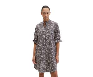 Hemdblusenkleid MARC O'POLO "aus Papertouch-Popeline", Damen, Gr. 36, Normalgrößen, medium grau, Obermaterial: 100% Baumwolle, bedruckt, loose fit knielang, Manschette, Kleider (14085841-36) medium gr