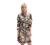 Hemdblusenkleid MARC O'POLO "aus Papertouch-Popeline mit Allover-Print", Damen, Gr. 32, Normalgrößen, schwarz (light braun), Obermaterial: 100% Baumwolle, bedruckt, loose fit knielang, Manschette, Kle