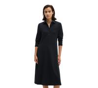 Hemdblusenkleid MARC O'POLO "aus Single Jersey mit Paper-Finish", Damen, Gr. XXL, Normalgrößen, schwarz (martime blau), Obermaterial: 95% Baumwolle, 5% Elasthan, unifarben, weit knielang, normaler Sau