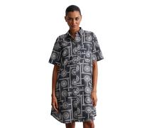 Hemdblusenkleid MARC O'POLO, Damen, Gr. 32, N-Gr, bunt (multi, muted blau), Web, Obermaterial: 100% Baumwolle, relaxed fit knieumspielend, Kleider, mit Allover Print, mit Unterkleid (76490614-32) mult