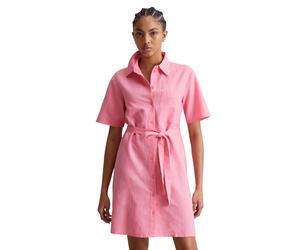 Hemdblusenkleid MARC O'POLO DENIM "aus Leinen-Baumwolle-Mix", Damen, Gr. L, Normalgrößen, pink (soft pink), Obermaterial: 53% Leinen, 47% Baumwolle, unifarben, relaxed fit knielang, normaler Saum, Kle