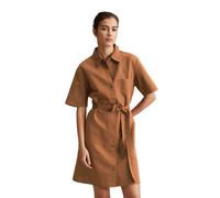 Hemdblusenkleid MARC O'POLO DENIM "aus Leinen-Baumwolle-Mix", Damen, Gr. S, Normalgrößen, melted chocolate, Obermaterial: 53% Leinen, 47% Baumwolle, unifarben, relaxed fit knielang, normaler Saum, Kle