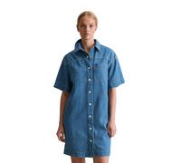 Hemdblusenkleid MARC O'POLO DENIM "mit recyeltem Leinen-Garn", Damen, Gr. XL, Normalgrößen, blau (aqua), Obermaterial: 47% Baumwolle, 33% Lyocell, 20% Leinen; Futter: 100% Nicht verfügbar, unifarben,