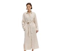 Hemdblusenkleid MARC O'POLO "mit garngefärbtem Streifenmuster", Damen, Gr. 44, Normalgrößen, medium braun, Obermaterial: 100% Leinen, gestreift, relaxed fit lang, Manschette, Kleider (13517118-44) med