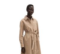 Hemdblusenkleid MARC O'POLO "mit lässiger Rillen-Struktur", Damen, Gr. 34, Normalgrößen, Langarm, beige (earthy taupe), Obermaterial: 98% Baumwolle, 2% Elasthan, unifarben, regular fit, Manschette, Kl