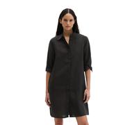 Hemdblusenkleid MARC O'POLO "mit nahtfeinem Reißverschluss", Damen, Gr. 32, Normalgrößen, schwarz, Obermaterial: 100% Leinen; Futter: 100% Baumwolle, unifarben, loose fit knielang, normaler Saum, Klei